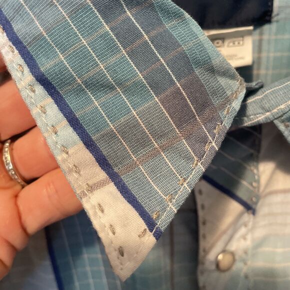 Americana Rodeo Workwear Wrangler Authentic Western Wear PearlSnap Plaid Shirt L - Picture 3 of 6